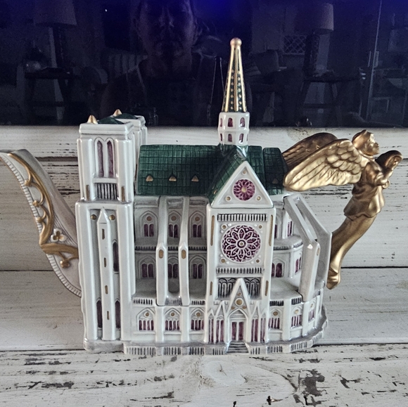 Decorative Cathedral Figurine with Angel Accents